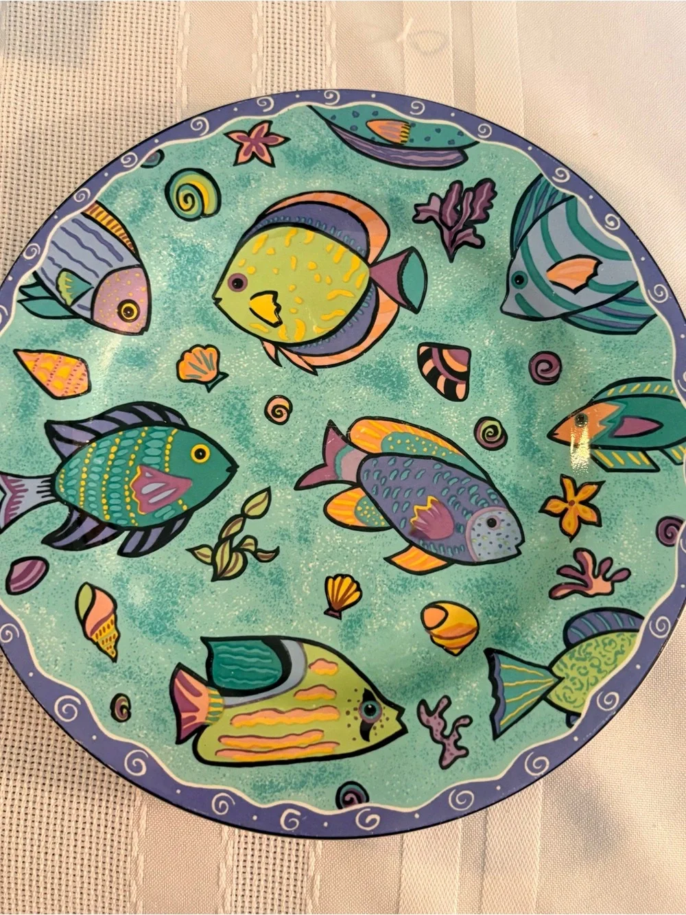 Sakura 3 Caribbean Wave Designed By Sue Zipkin 8” Salad Or Dessert Plates.